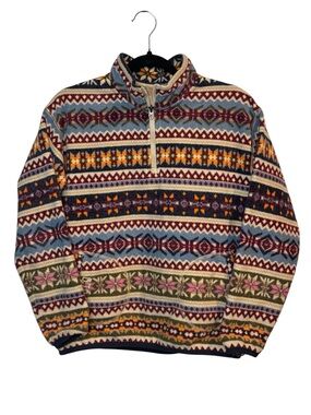 Polo Ralph Lauren Girls XL (16) Aztec Southwestern 1/4 Zip Fleece Pullover Multi